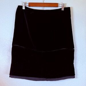 INC Black Velvet Silk Sheer Paneled Elegant Classic Skirt with Side Slit 8